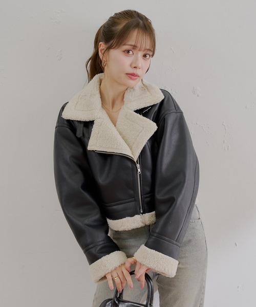 最終値下げ　Chico ボアレザーライダースジャケット アウターフェア_C対象】ボアレザーライダースジャケット | Chico