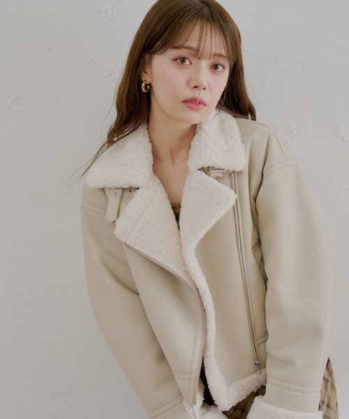 Chico（チコ）の「【WEB限定/REVIVAL】ボアレザーライダースジャケット