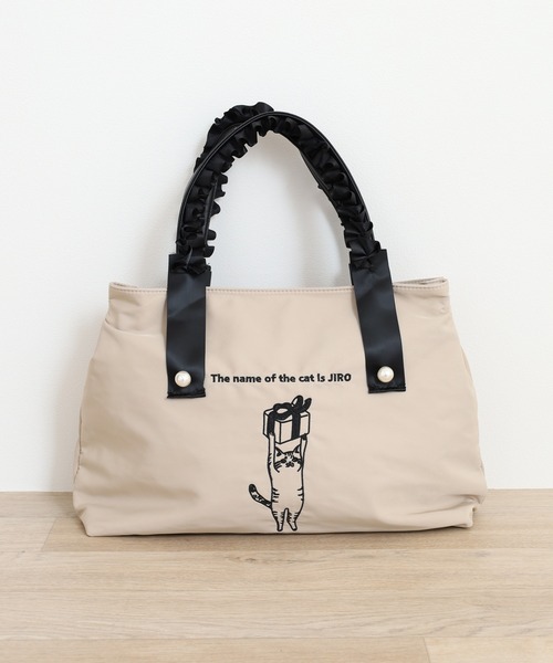 FUNALIVE(ファンアライブ)の「ネコの刺繍フリルハンドルトート(トートバッグ・レディース・ブラック/グレー/ベージュ・FREE)」の10枚目の写真