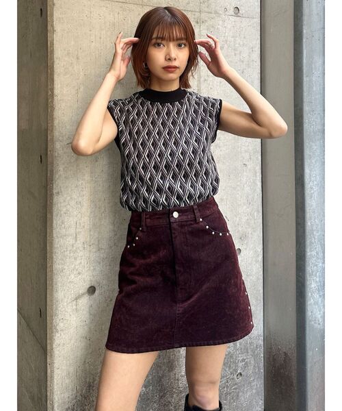 MURUA フロッキーデニムミニスカート セール】【セットアップ対応】フロッキーデニムミニスカート（スカート