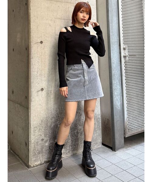 MURUA フロッキーデニムミニスカート セットアップ対応】フロッキーデニムミニスカート（スカート）｜MURUA