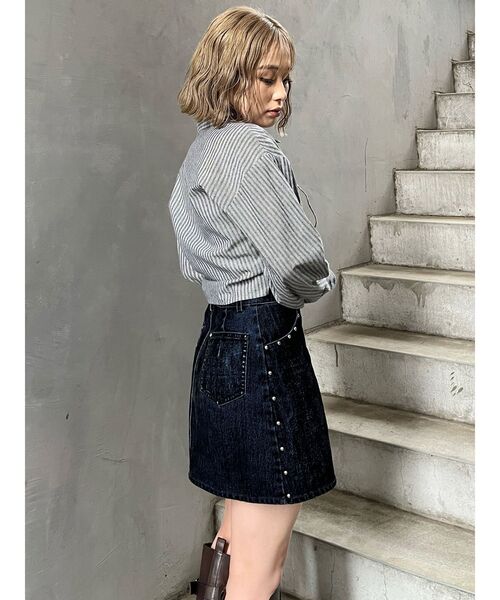 セットアップ対応】フロッキーデニムミニスカート（スカート）｜MURUA