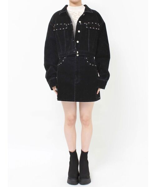 セール】【セットアップ対応】フロッキーデニムミニスカート（スカート