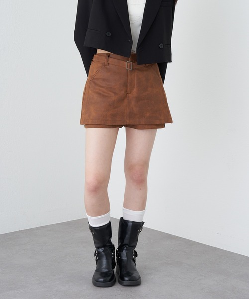 RAY CASSIN(レイカズン)の「ベルト付マイクロミニスカパン(スカート・レディース・ブラウン/キャメル/ブラウン系その他2・FREE)」の3枚目の写真