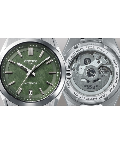 EDIFICE(CASIO)(エディフィス)の「メカニカル3針デイト / EFK-100YD-3AJF(アナログ腕時計・メンズ・グリーン・FREE)」の5枚目の写真