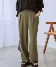 しぼサテンインタックとろみイージーセミワイドパンツ<大きいサイズ有>