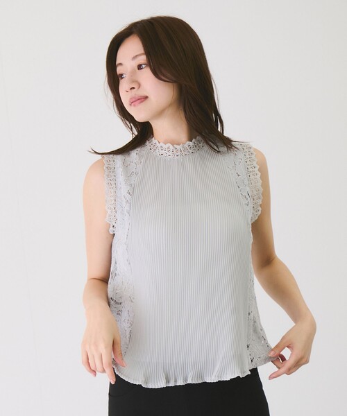 Jayro（ジャイロ）の「プリーツレースノースリーブブラウス（シャツ/ブラウス・レディース・ブラック/サックスブルー/グレー/ネイビー/ホワイト系その他・M）」の17枚目の写真