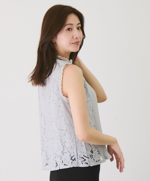 Jayro（ジャイロ）の「プリーツレースノースリーブブラウス（シャツ/ブラウス・レディース・ブラック/サックスブルー/グレー/ネイビー/ホワイト系その他・M）」の16枚目の写真