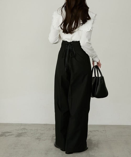 Cherir Mignon(シェリルミニョン)の「【Cherir Mignon】レースビッグカラーニットプルオーバー(ニット/セーター・レディース・ブラック/アイボリー・FREE)」の19枚目の写真