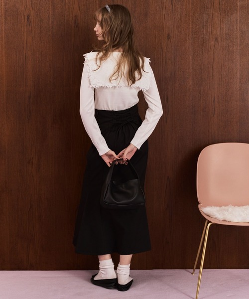 Cherir Mignon(シェリルミニョン)の「【Cherir Mignon】レースビッグカラーニットプルオーバー(ニット/セーター・レディース・ブラック/アイボリー・FREE)」の10枚目の写真