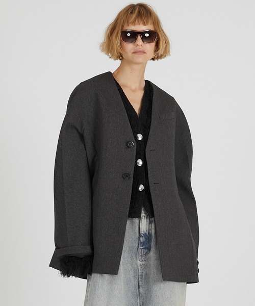 PRANK PROJECT（プランクプロジェクト）の「ラガージャケット / Rugger Jacket（その他アウター・レディース・グレー/ブラック・FREE）」の7枚目の写真