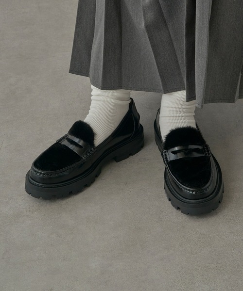 ARTESANOS（アルテサノス）の「【ARTESANOS】ファー付き厚底ローファー FLORENTIC/PRCOLINO GU12-526-FLPE（ローファー・レディース・ブラック・38/37/36）」の10枚目の写真