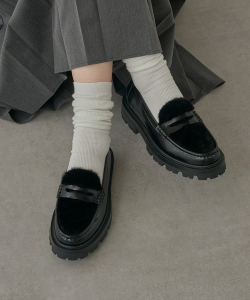 ARTESANOS（アルテサノス）の「【ARTESANOS】ファー付き厚底ローファー FLORENTIC/PRCOLINO GU12-526-FLPE（ローファー・レディース・ブラック・38/37/36）」の8枚目の写真