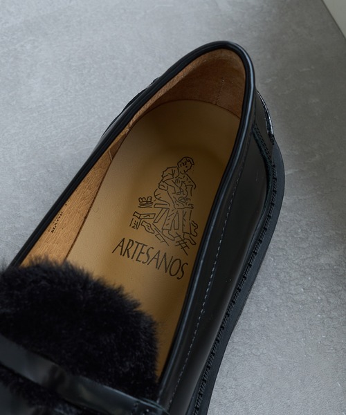ARTESANOS（アルテサノス）の「【ARTESANOS】ファー付き厚底ローファー FLORENTIC/PRCOLINO GU12-526-FLPE（ローファー・レディース・ブラック・38/37/36）」の7枚目の写真