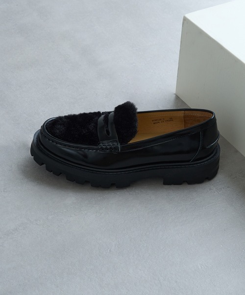 ARTESANOS（アルテサノス）の「【ARTESANOS】ファー付き厚底ローファー FLORENTIC/PRCOLINO GU12-526-FLPE（ローファー・レディース・ブラック・38/37/36）」の3枚目の写真