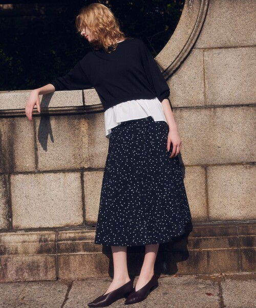 セール】フラワースパンコールプリント スカート（スカート）｜組曲