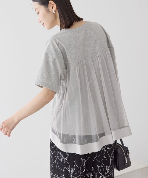 AMERICAN HOLIC(アメリカンホリック)の「バックチュールレイヤードカットプルオーバー(Tシャツ/カットソー・レディース・モカ/グレー系その他/ブラック/アイボリー・M/L)」の1枚目の写真