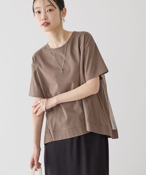 AMERICAN HOLIC(アメリカンホリック)の「バックチュールレイヤードカットプルオーバー(Tシャツ/カットソー・レディース・モカ/グレー系その他/ブラック/アイボリー・M/L)」の5枚目の写真