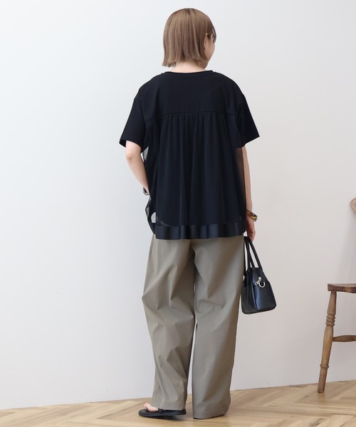 AMERICAN HOLIC(アメリカンホリック)の「バックチュールレイヤードカットプルオーバー(Tシャツ/カットソー・レディース・モカ/グレー系その他/ブラック/アイボリー・M/L)」の7枚目の写真