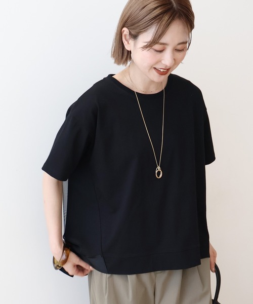 AMERICAN HOLIC(アメリカンホリック)の「バックチュールレイヤードカットプルオーバー(Tシャツ/カットソー・レディース・モカ/グレー系その他/ブラック/アイボリー・M/L)」の8枚目の写真