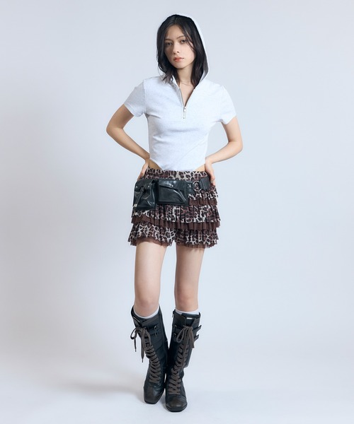 ACLENT（アクレント）の「フーデットハーフジップボディースーツ（T