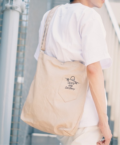 THRASHER(スラッシャー)の「【THRASHER/スラッシャー】Tote Shoulder M 2WAY ショルダーバッグ トートバッグ キャンバス(ショルダーバッグ・メンズ・ブラック/オフホワイト・FREE)」の5枚目の写真