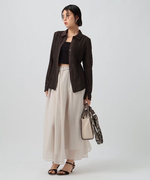 BAYFLOW（ベイフロー）の「[抜け感をプラス]シアーフレアスカート（スカート・レディース・ブラック/アイボリー/ボルドー・FREE）」の10枚目の写真