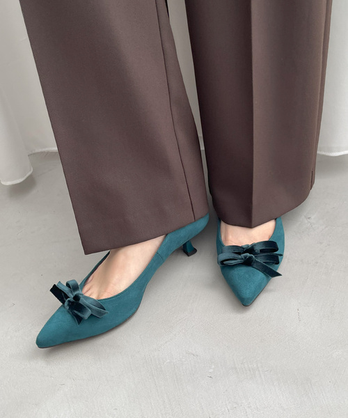 ルタロン　リボンパンプス ル タロン LE TALON 4.5cmポインテッドダブルリボンパンプス