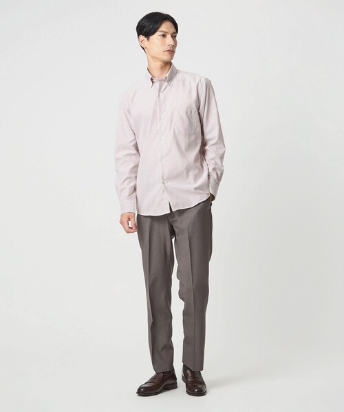 green label relaxing(グリーンレーベルリラクシング)の「エブリット コットンオックス ストライプ スナップ ボタンダウン シャツ -イージーアイロン-(ビジネスシャツ・メンズ・ワイン/ライム・M/L/S/XL)」の3枚目の写真