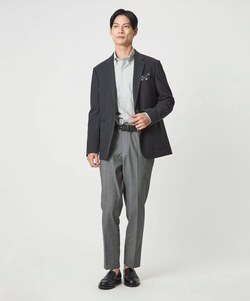 green label relaxing(グリーンレーベルリラクシング)の「エブリット コットンオックス ストライプ スナップ ボタンダウン シャツ -イージーアイロン-(ビジネスシャツ・メンズ・ワイン/ライム・M/L/S/XL)」の8枚目の写真