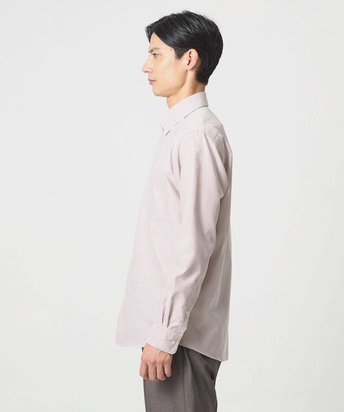 green label relaxing(グリーンレーベルリラクシング)の「エブリット コットンオックス ストライプ スナップ ボタンダウン シャツ -イージーアイロン-(ビジネスシャツ・メンズ・ワイン/ライム・M/L/S/XL)」の10枚目の写真