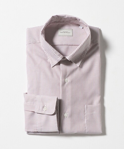 green label relaxing(グリーンレーベルリラクシング)の「エブリット コットンオックス ストライプ スナップ ボタンダウン シャツ -イージーアイロン-(ビジネスシャツ・メンズ・ワイン/ライム・M/L/S/XL)」の12枚目の写真