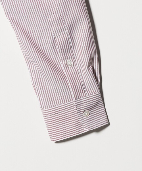 green label relaxing(グリーンレーベルリラクシング)の「エブリット コットンオックス ストライプ スナップ ボタンダウン シャツ -イージーアイロン-(ビジネスシャツ・メンズ・ワイン/ライム・M/L/S/XL)」の16枚目の写真