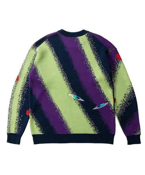 新品✦マークアンドロナ✦24年秋冬オーバーニットジャケット✦蛍光グリーン 杉野ギーノス Bold striped Sweater（ニット/セーター）｜TXA（ティー