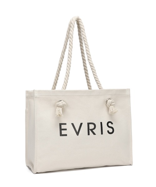 EVRIS（エヴリス）の「【EVRIS/エヴリス】ロゴファブリック　プリントロープトートバッグ／A4収納可（トートバッグ・レディース・ブラック/アイボリー/ワンウォッシュ・FREE）」の10枚目の写真