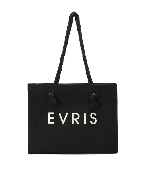 EVRIS（エヴリス）の「【EVRIS/エヴリス】ロゴファブリック　プリントロープトートバッグ／A4収納可（トートバッグ・レディース・ブラック/アイボリー/ワンウォッシュ・FREE）」の21枚目の写真