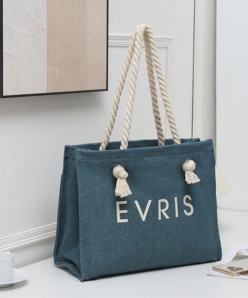 EVRIS（エヴリス）の「【EVRIS/エヴリス】ロゴファブリック　プリントロープトートバッグ／A4収納可（トートバッグ・レディース・ブラック/アイボリー/ワンウォッシュ・FREE）」の22枚目の写真