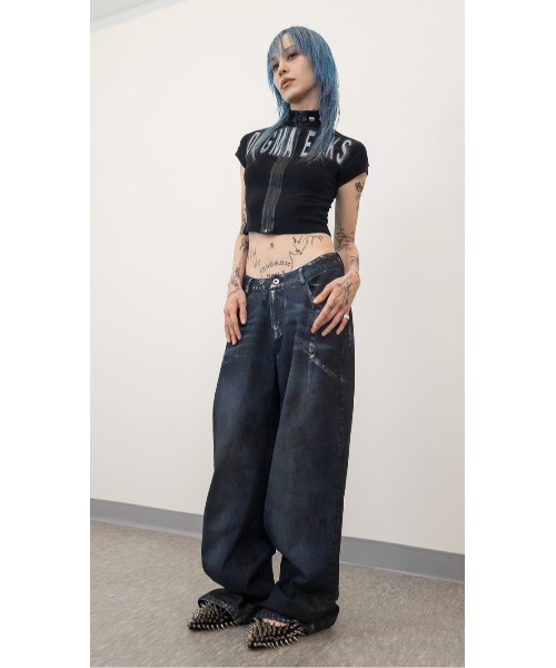 L.H.P（エルエイチピー）の「DOGMA EHKS/ドグマエークス/V CUT DENIM JEANS（デニムパンツ・レディース・ネイビー・M）」の9枚目の写真