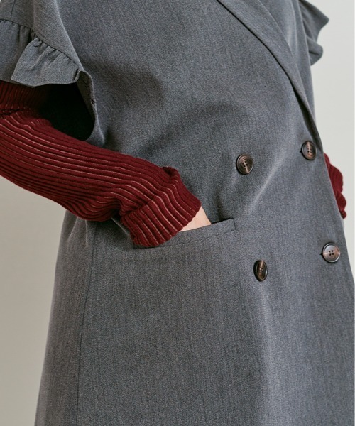 W:Huku(フーク)の「【W:Huku / リンクルフリーツイル】袖フリル テーラード ベスト / Wrinkle-Free Stretch Twill Tailored Vest(テーラードジャケット・レディース・ブラウン/杢グレー/ブラック・FREE)」の18枚目の写真