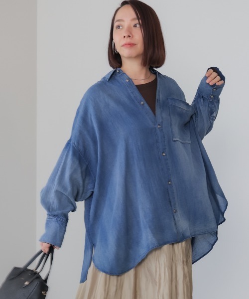 Bou Jeloud(ブージュルード)の「2.5ozデニムシャツ(シャツ/ブラウス・レディース・インディゴブルー・38)」の1枚目の写真