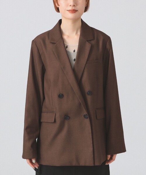 Ray BEAMS(レイビームス)の「4ボタン ダブル テーラード ジャケット(テーラードジャケット・レディース・ダークブラウン/ブラック・1/0)」の3枚目の写真