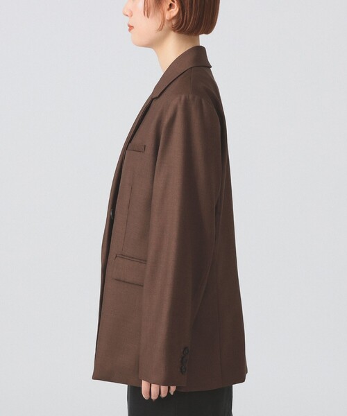 Ray BEAMS(レイビームス)の「4ボタン ダブル テーラード ジャケット(テーラードジャケット・レディース・ダークブラウン/ブラック・1/0)」の4枚目の写真