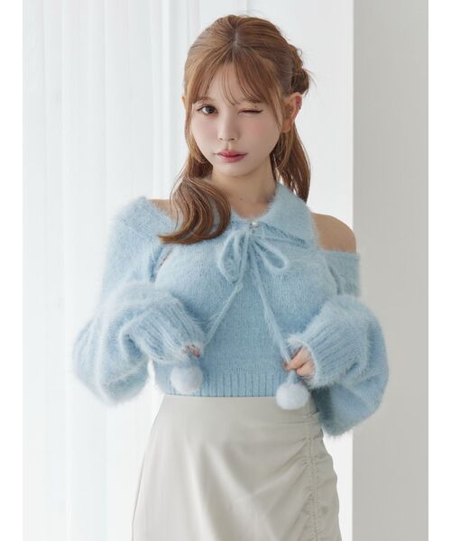 EATME（イートミー）の「シャツカラーアンサンブルニットTOP（ニット/セーター・レディース・オフホワイト/ブルー/ブラック・FREE）」の12枚目の写真