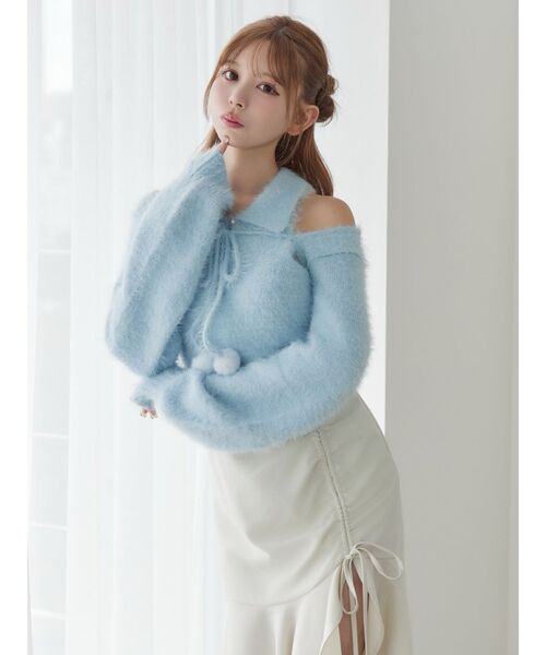 EATME（イートミー）の「シャツカラーアンサンブルニットTOP（ニット/セーター・レディース・オフホワイト/ブルー/ブラック・FREE）」の13枚目の写真