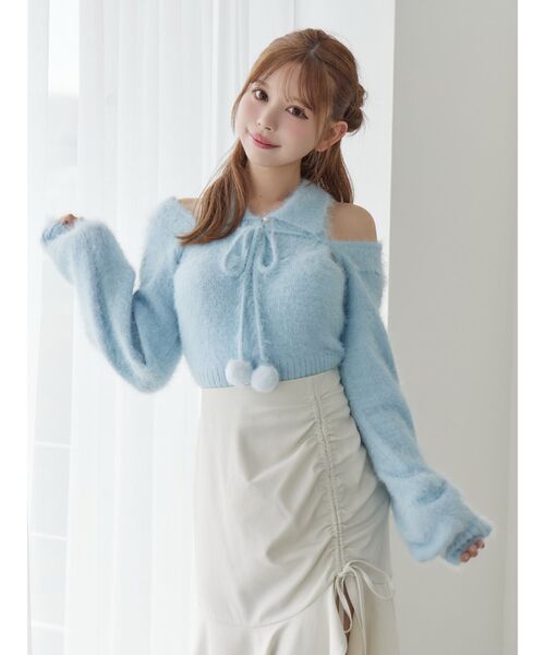 EATME（イートミー）の「シャツカラーアンサンブルニットTOP（ニット/セーター・レディース・オフホワイト/ブルー/ブラック・FREE）」の15枚目の写真