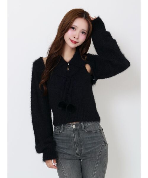 EATME（イートミー）の「シャツカラーアンサンブルニットTOP（ニット/セーター・レディース・オフホワイト/ブルー/ブラック・FREE）」の18枚目の写真