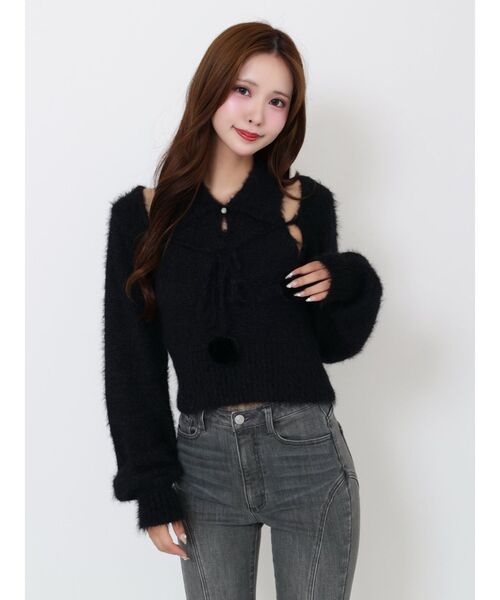 シャツカラーアンサンブルニットTOP（ニット/セーター）｜EATME