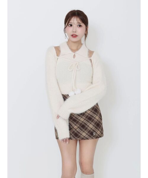 EATME シャツカラーアンサンブルニットTOP オフホワイト トップス EATME（イートミー）の「シャツカラーアンサンブルニットTOP（ニット