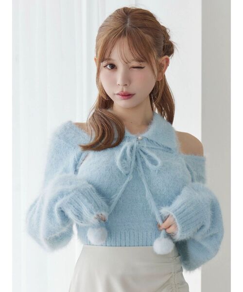 シャツカラーアンサンブルニットTOP（ニット/セーター）｜EATME