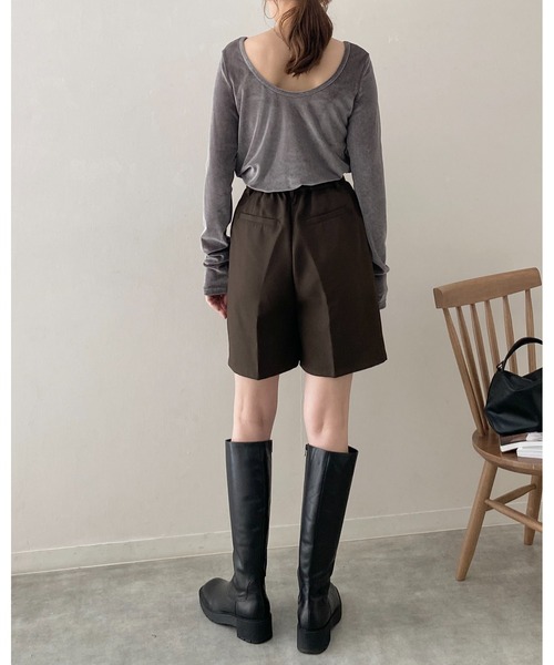 fmnグレー ベロア 長袖 トップス バックオープン fmnグレー ベロア 長袖 トップス バックオープン